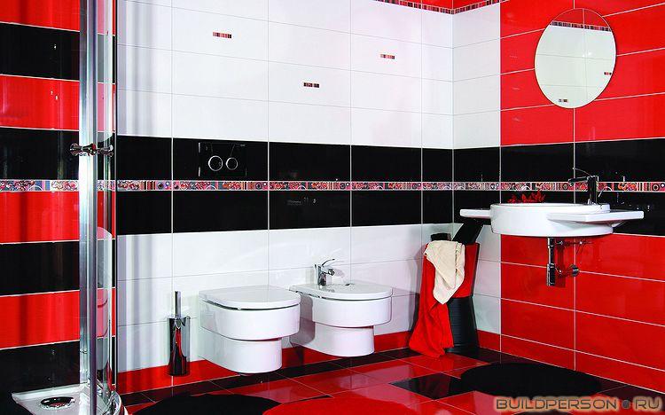 Ванная комната в красных тонах